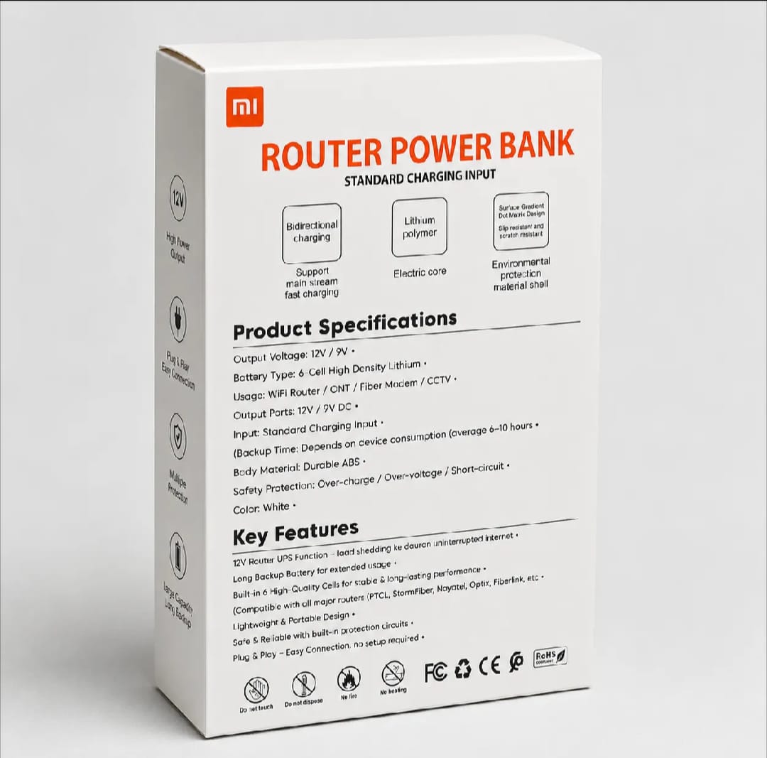 Xiaomi Mi 20000Mah 12V Router Power Bank – Mini UPS Battery Backup for Wi-Fi Routers True Point