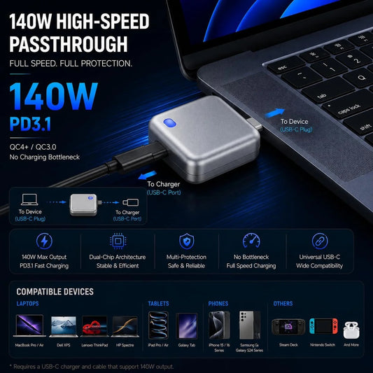 PopGuard 140W Automatic Charging Disconnector | Smart Auto Power Cut-Off Battery Guardian | Fast Charging Protector True Point