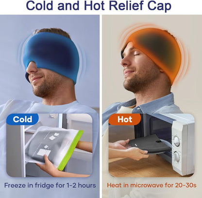 Migraine Relief Cap With Box - Instant Headache Relief Hat Reusable Gel Cap For Migraine Pain Relief Wearable Hot Cold Therapy Therapy (Random Color) True Point