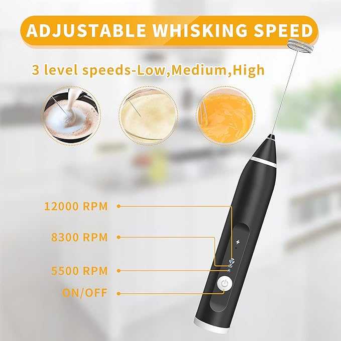 Rechargeable Electric Milk Frother & Handheld Foam Maker | 3-Speed USB Coffee Frother for Latte, Cappuccino & Matcha