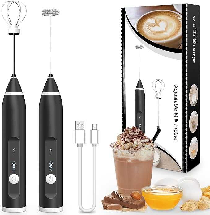 Rechargeable Electric Milk Frother & Handheld Foam Maker | 3-Speed USB Coffee Frother for Latte, Cappuccino & Matcha