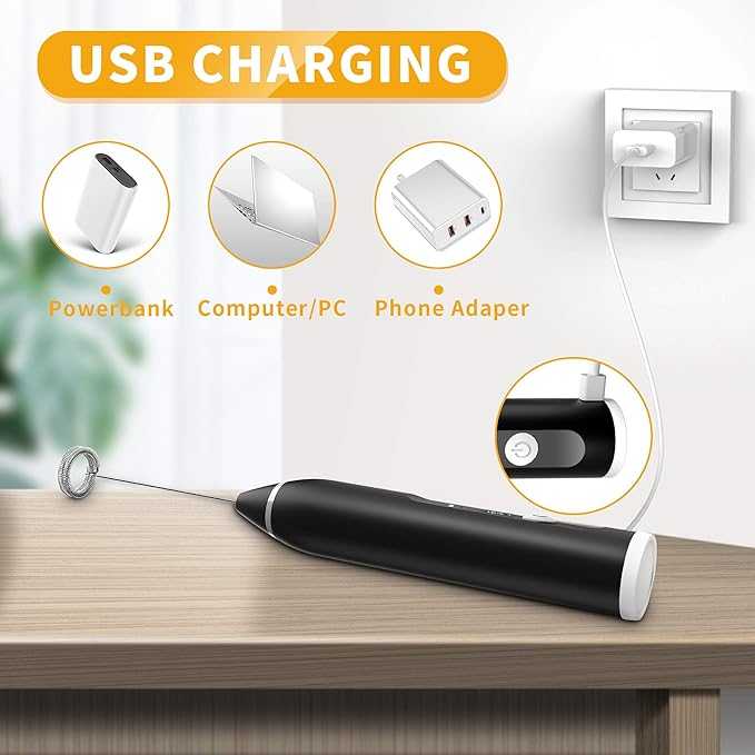 Rechargeable Electric Milk Frother & Handheld Foam Maker | 3-Speed USB Coffee Frother for Latte, Cappuccino & Matcha