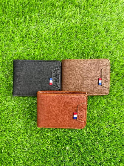 Men Leather Bi-Fold Wallet with Dot Pattern True Point
