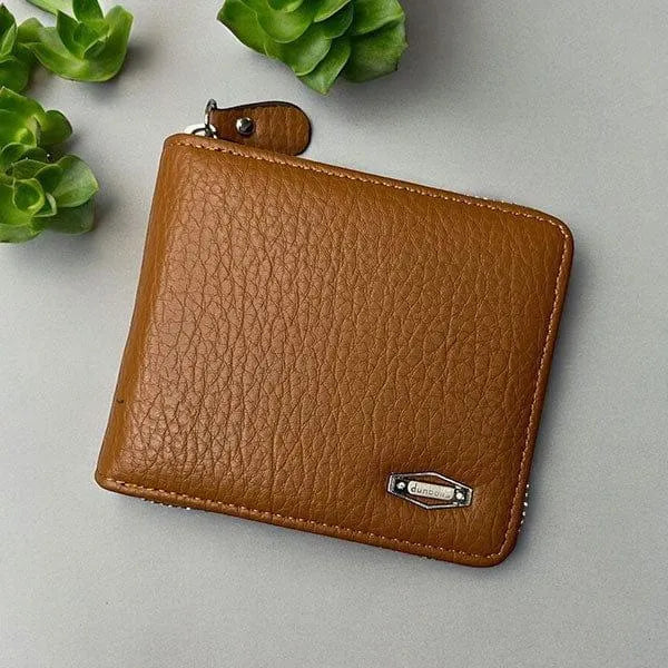 Black Leather Wallet for Men with Zipper Closure True Point
