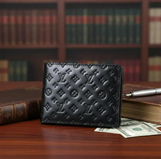 Luxury LV Leather Wallet Black Men's True Point