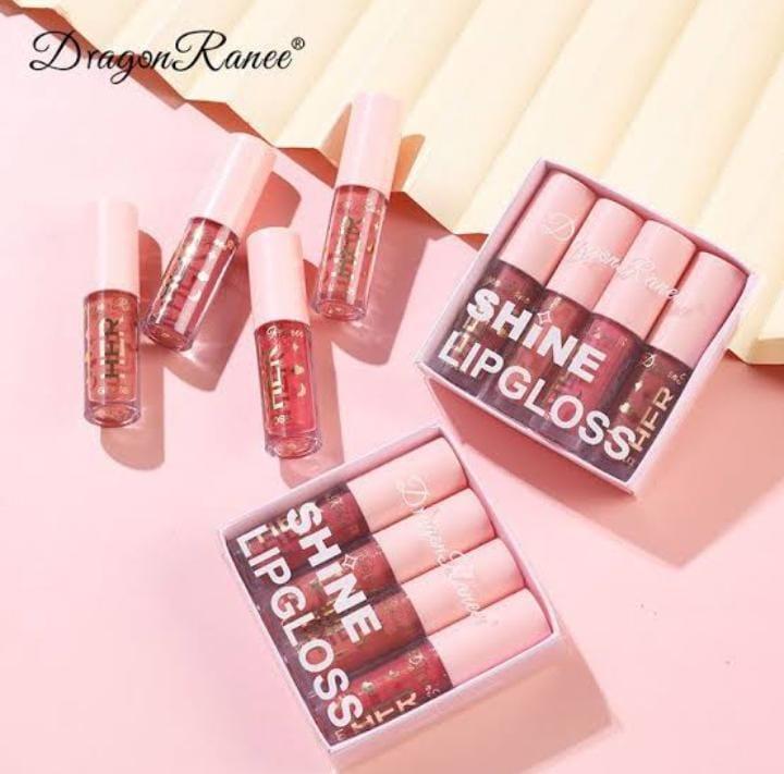 DragonRane Shine Lip Gloss Pack of 4 Nude Glossy