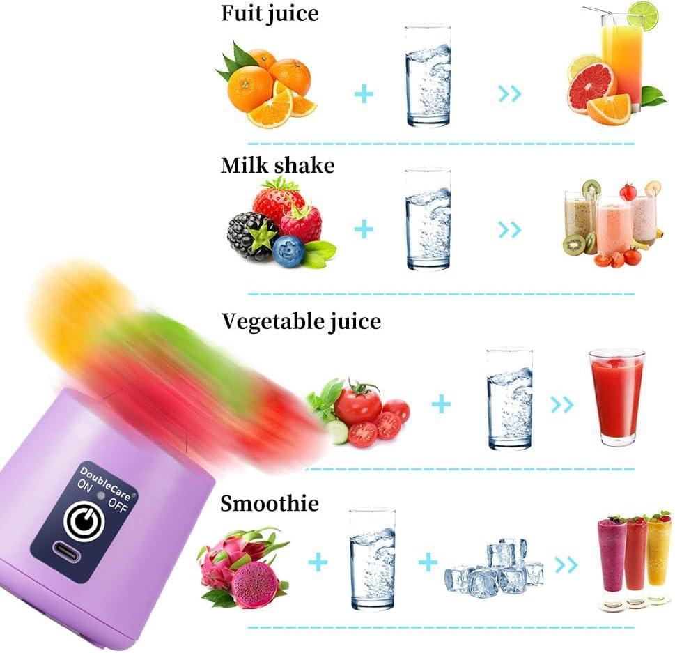 Portable Mini Blender Purple Rechargeable for Smoothies