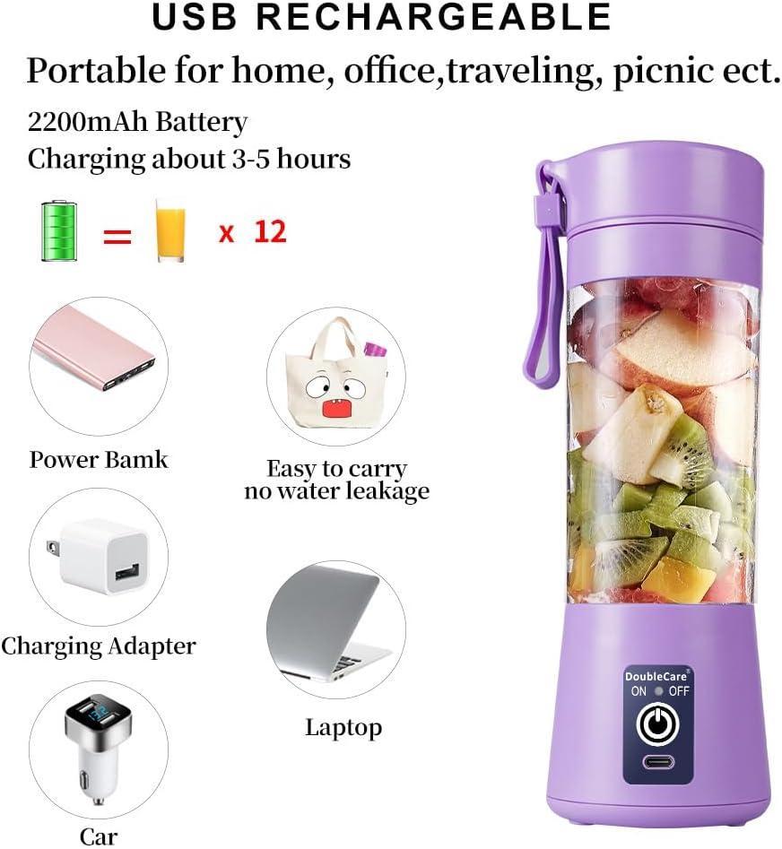 Portable Mini Blender Purple Rechargeable for Smoothies