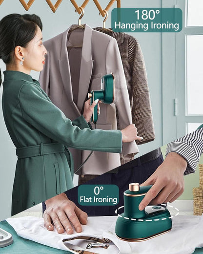 Green Steam Iron with Pointed Tip for Wrinkle-Free Clothes