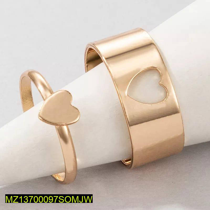 Golden Heart Rings Set for Couples Daily Wear True Point