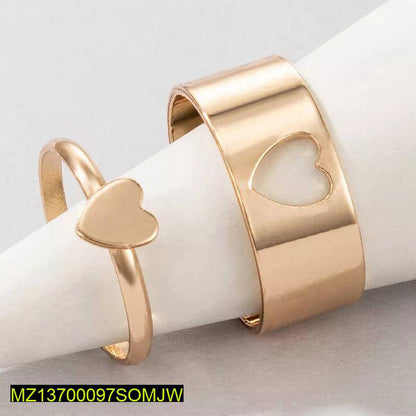 Golden Heart Rings Set for Couples Daily Wear True Point