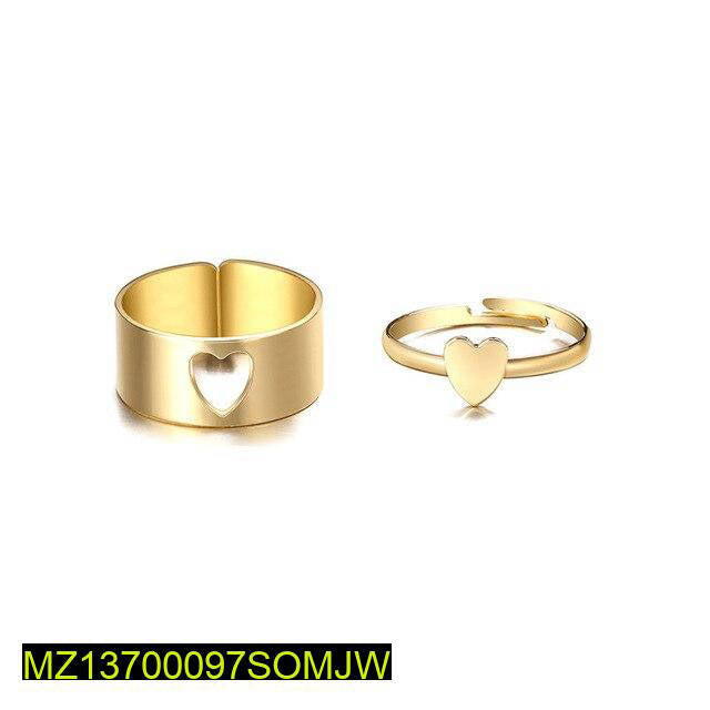 Golden Heart Rings Set for Couples Daily Wear True Point