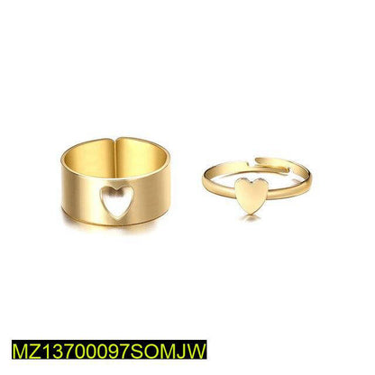 Golden Heart Rings Set for Couples Daily Wear True Point