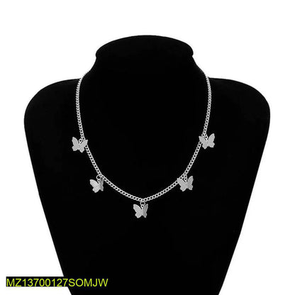 Silver Butterfly Choker Necklace Adjustable for Women True Point