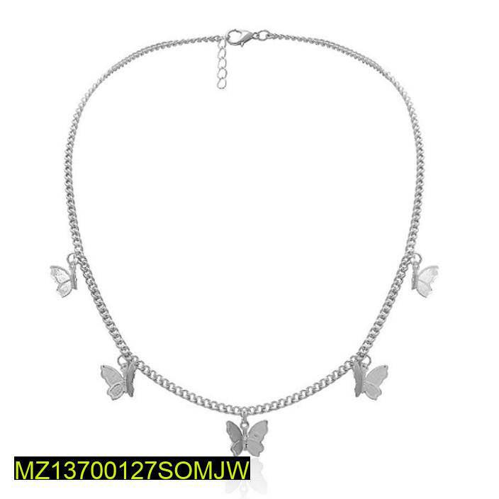 Silver Butterfly Choker Necklace Adjustable for Women True Point