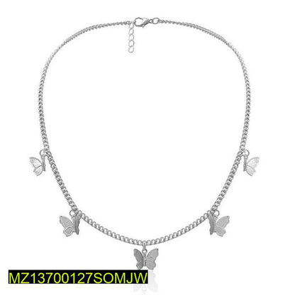 Silver Butterfly Choker Necklace Adjustable for Women True Point