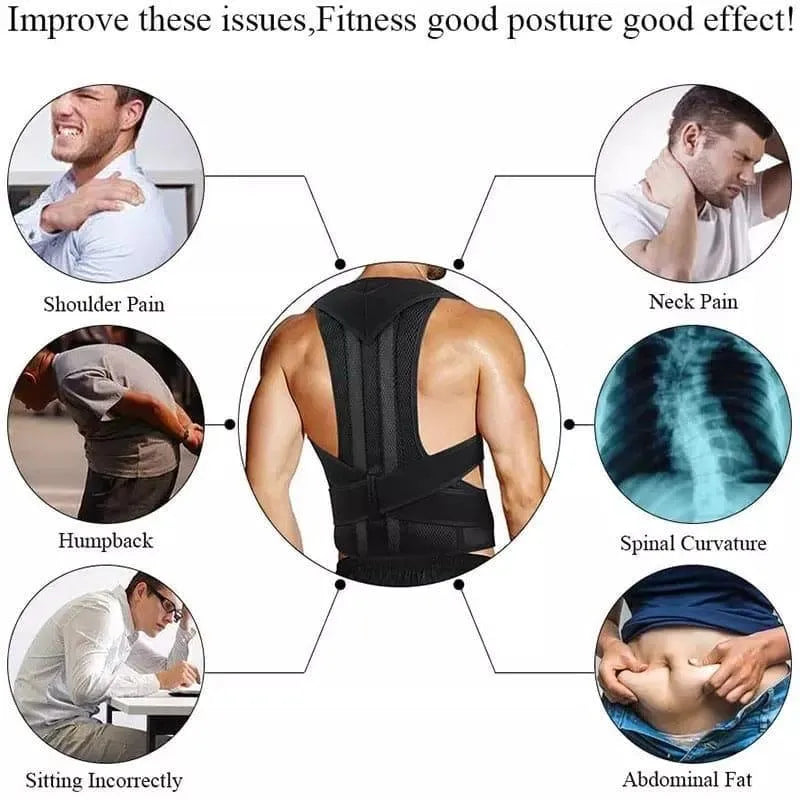 Posture Corrector Belt Adjustable Mesh Black