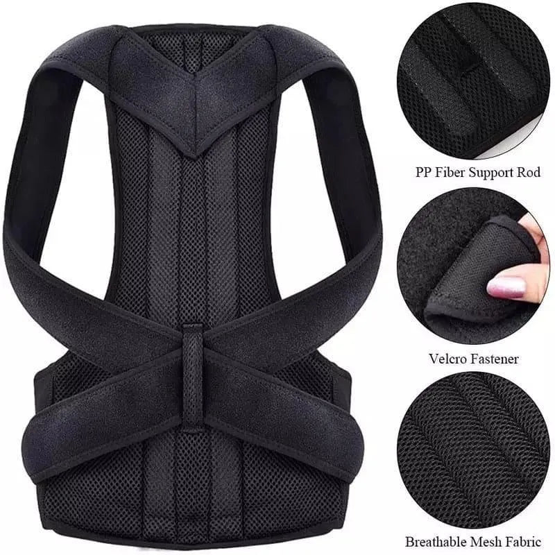 Posture Corrector Belt Adjustable Mesh Black