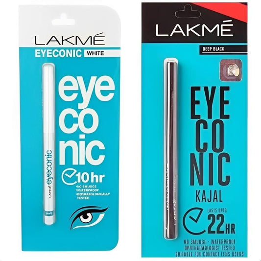 Lakme Eyeconic Kajal Pencil Pack of 2 Black White Waterproof Long Lasting