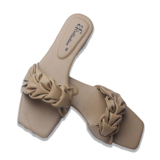 Rexine Slides with Ruched Bow for Men Women Casual Wear True Point