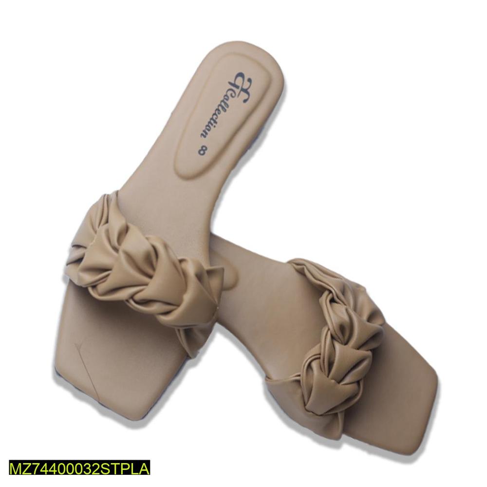 Rexine Slides with Ruched Bow for Men Women Casual Wear True Point